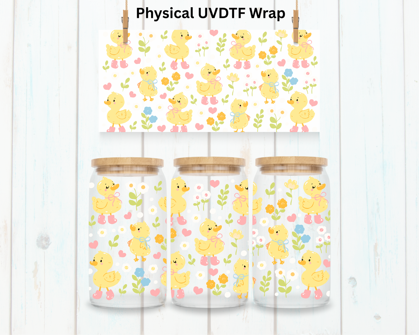 Yellow Duck with Floral - 16 oz / 20 oz Libby UV DTF