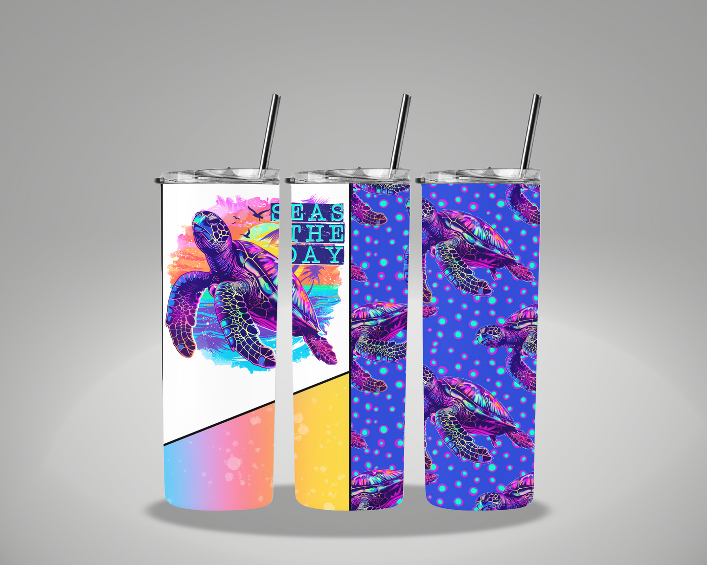 Seas The Day Turtle - 20oz Skinny Tumbler Wrap EEE EXCLUSIVE