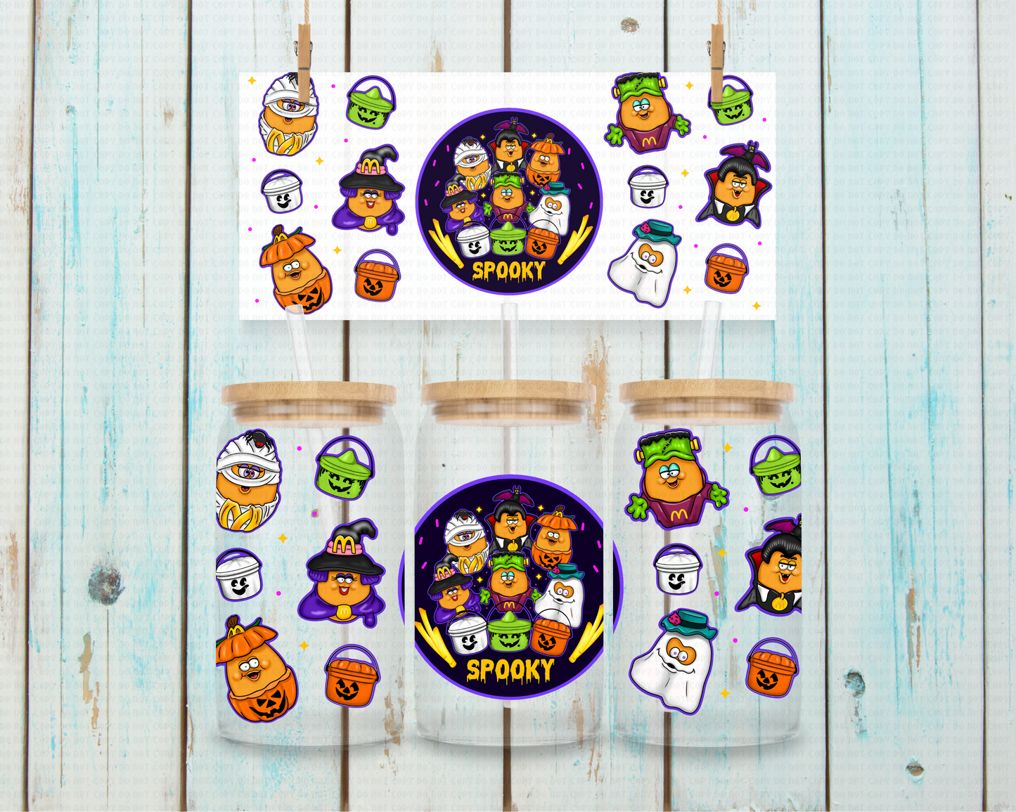 90's Halloween Blue Nuggies - 16 oz / 20 oz Libby UV DTF Wrap Lumiistell EXCLUSIVE