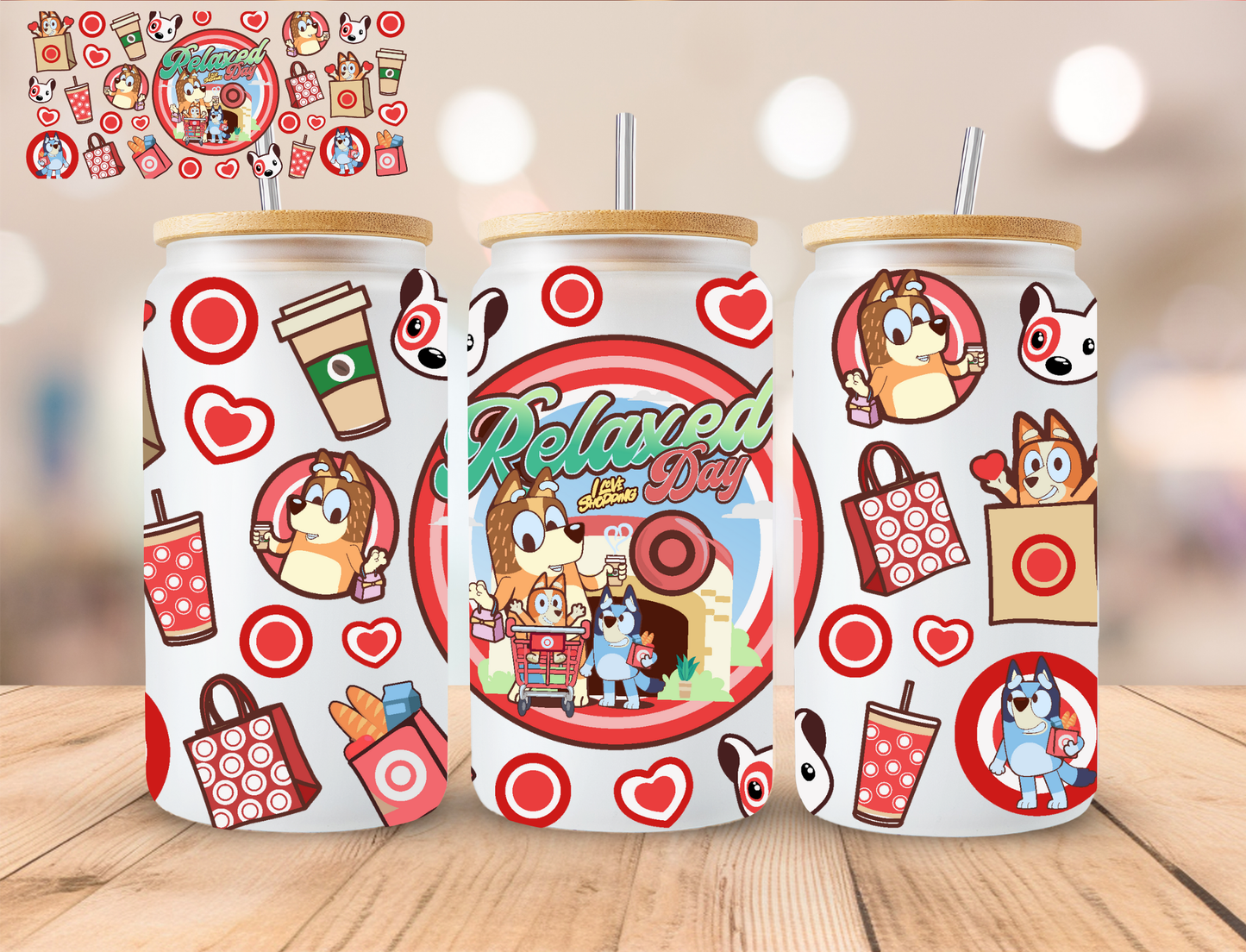 Blue Dog Relaxed Day - 16 oz / 20 oz Libby UV DTF Wrap