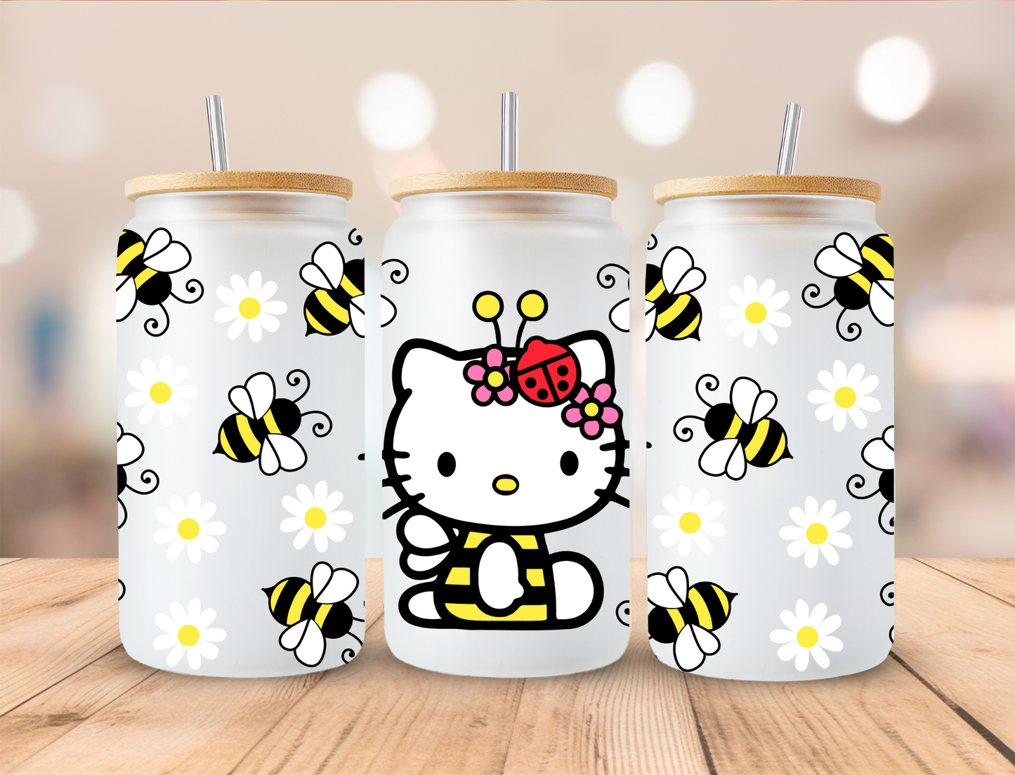 Bee Kitty - 16 oz / 20 oz Libby UV DTF Wrap