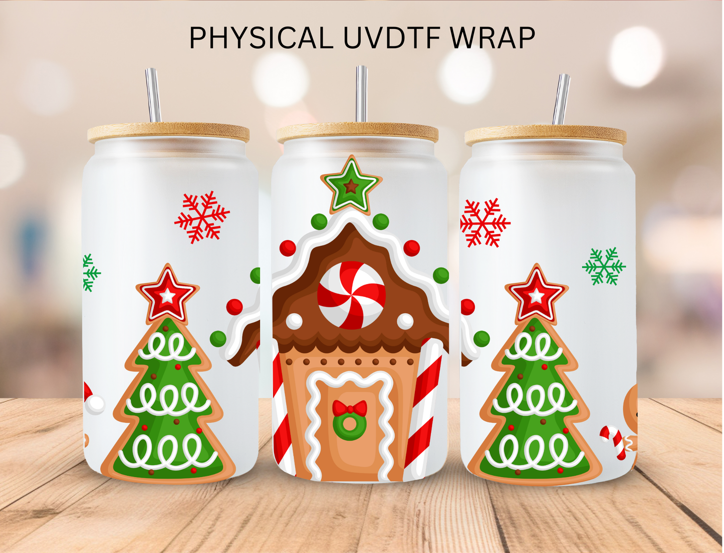 Christmas Cookie House - 16 oz / 20 oz Libby UV DTF Wrap