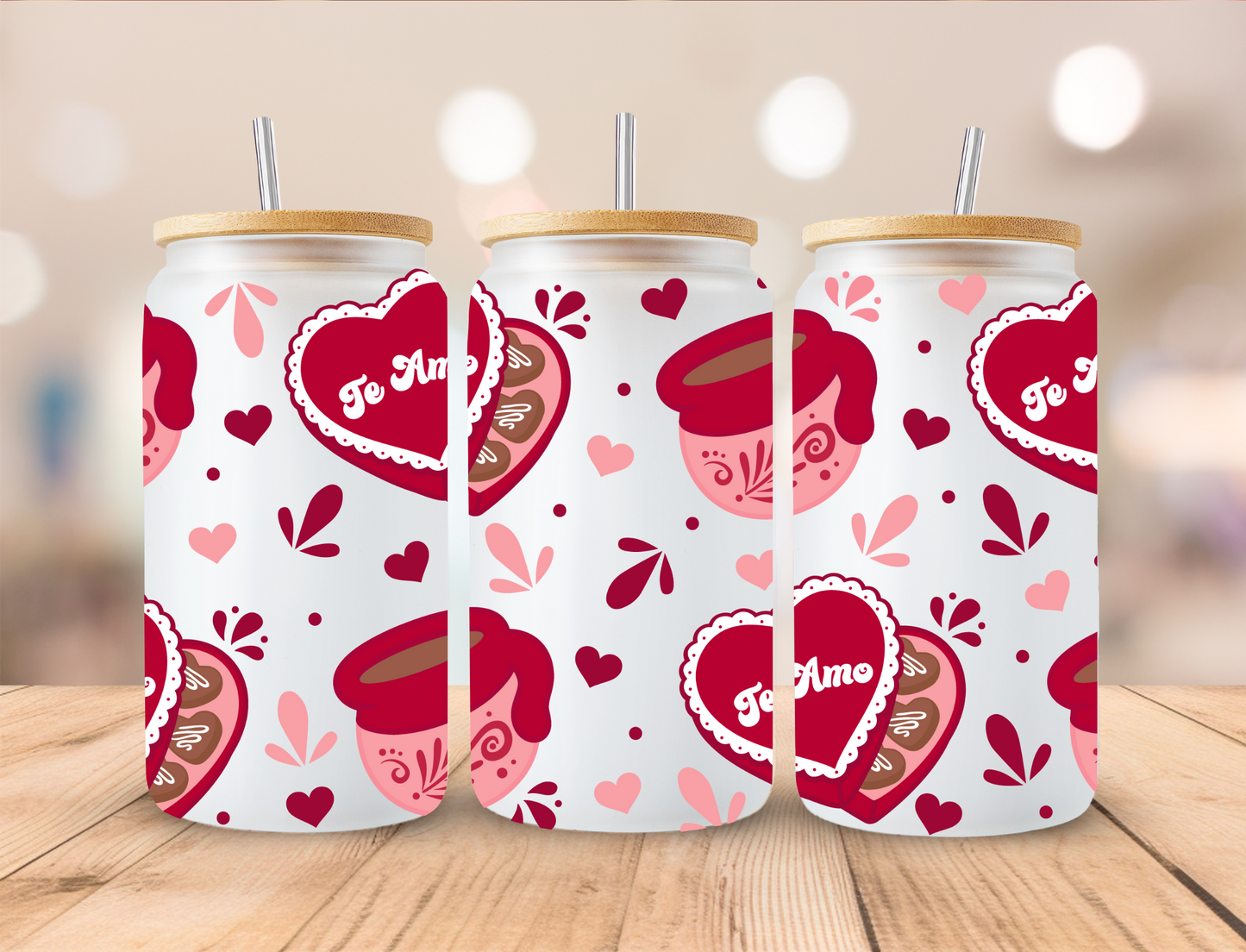 Valentines Te Amo - 16 oz Libby UV DTF Wrap