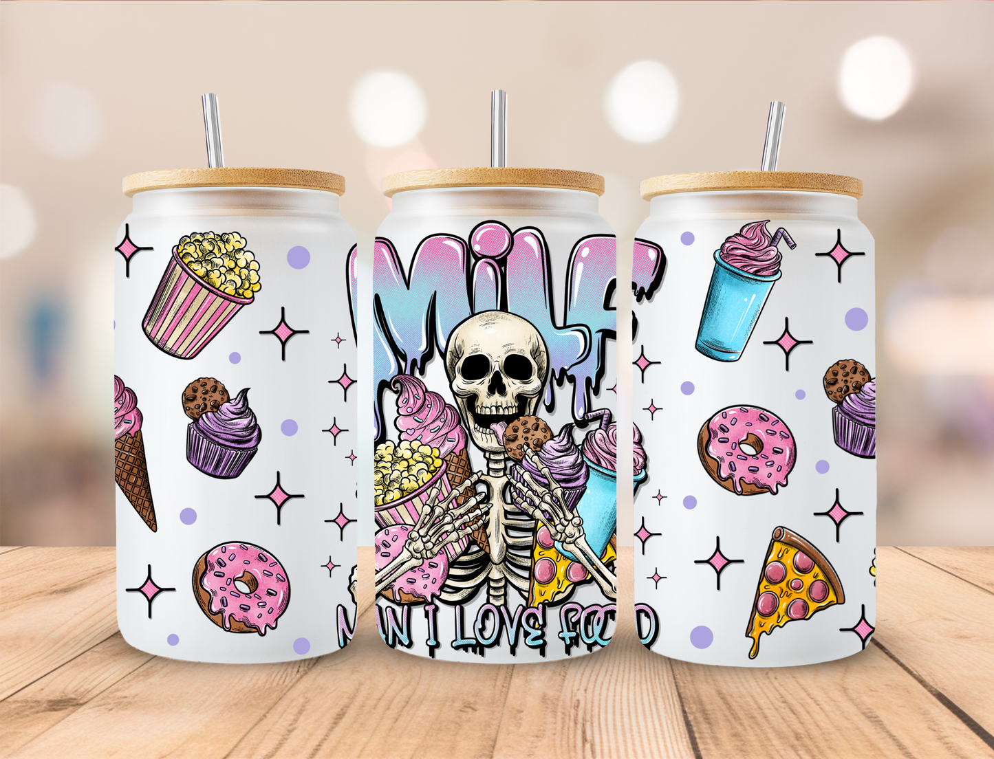Man I Love Food (MILF) - 16 oz / 20 oz Libby UV DTF Wrap