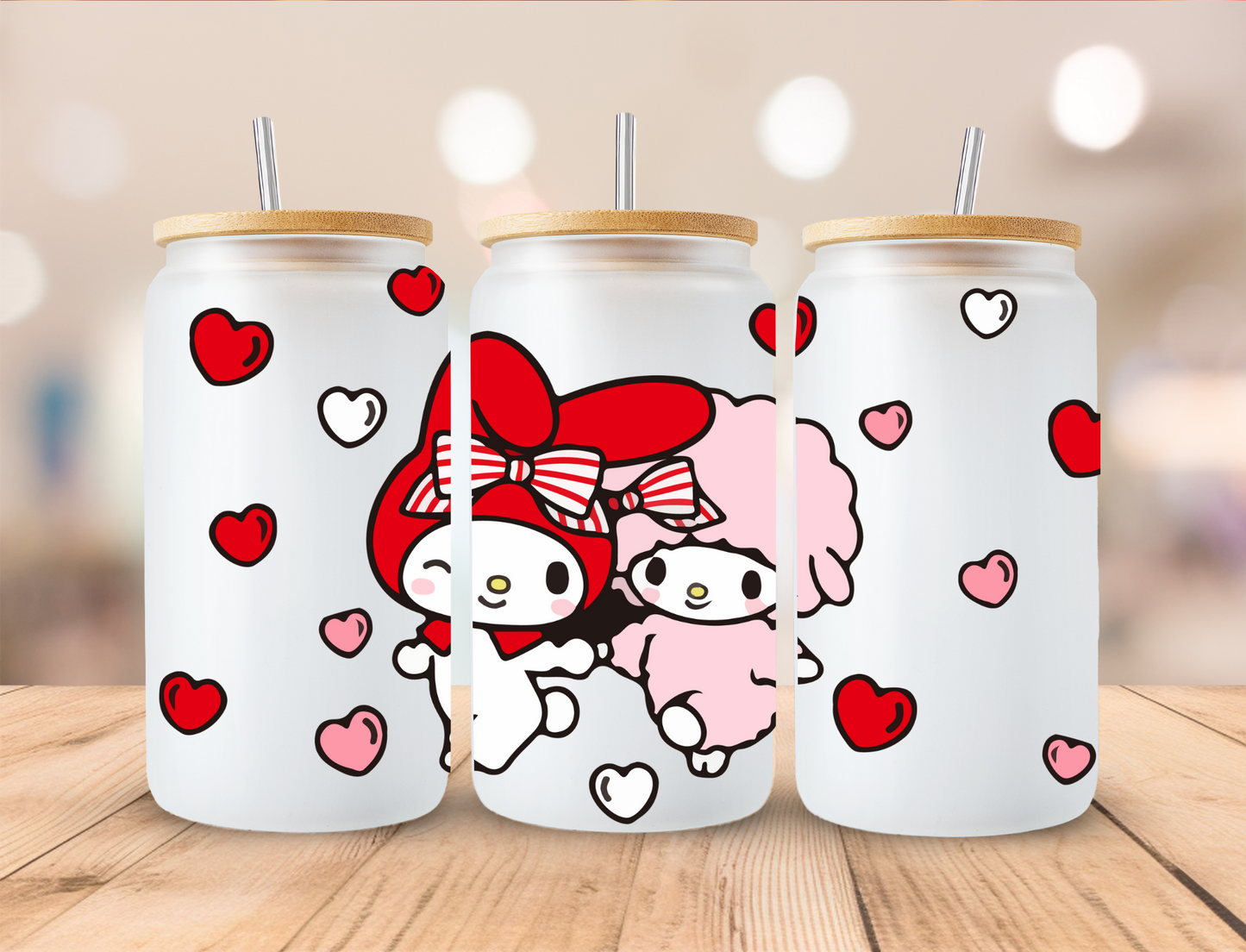 Valentines Kuromi Bunny - 16 oz Libby UV DTF Wrap