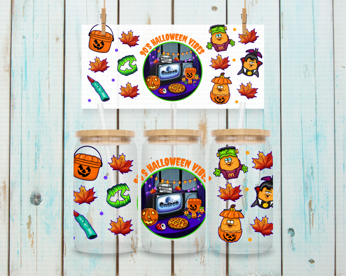 90's Halloween Vibes - 16 oz / 20 oz Libby UV DTF Wrap Lumiistell EXCLUSIVE