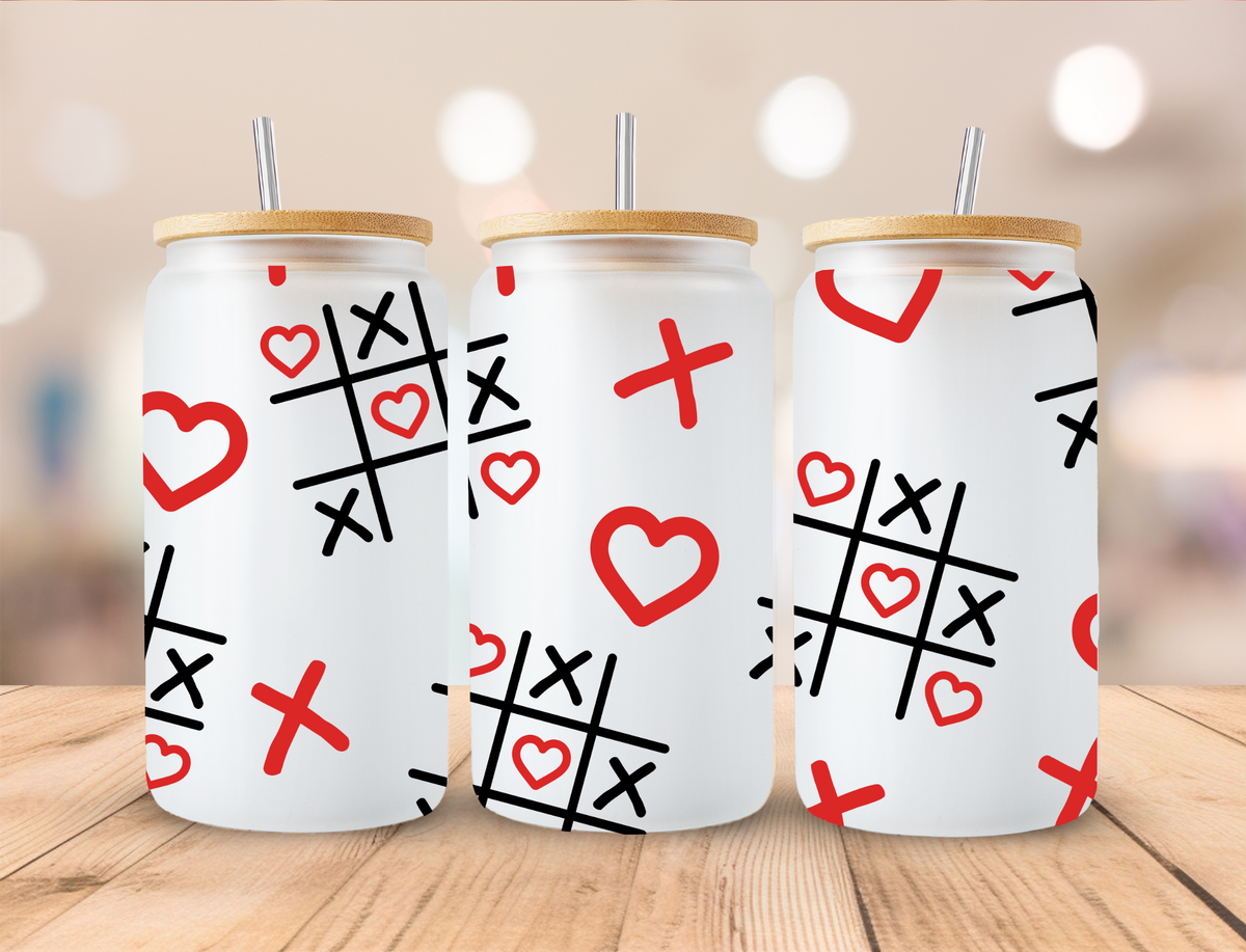 Valentines Tik Tac Toe - 16 oz / 20 oz Libby UV DTF Wrap