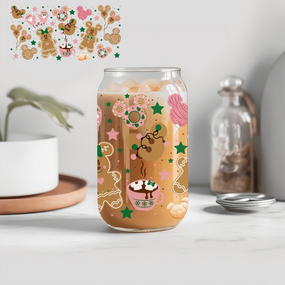 Christmas Gingerbread - 16 oz Libby UV DTF Wrap