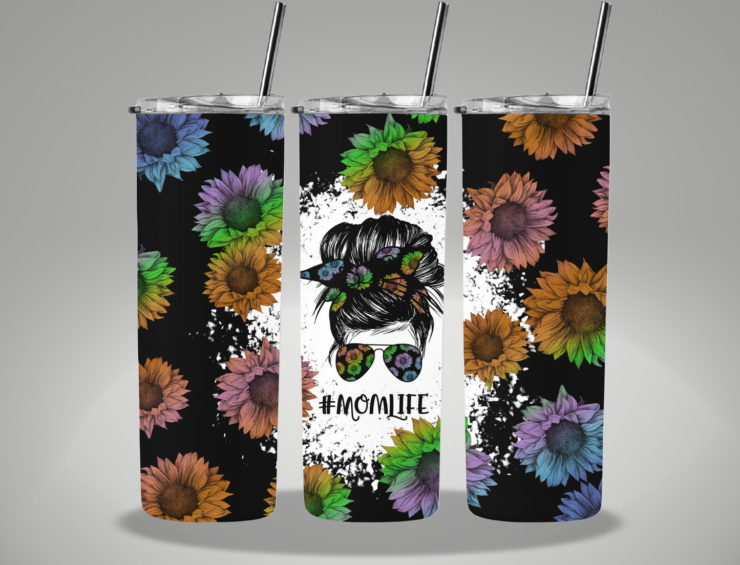 Mother's Day Sunflower #MomLife - 20oz Skinny Tumbler Wrap