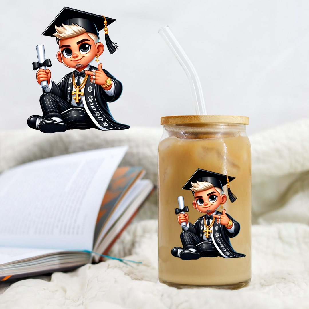 Chicano Graduation Platinum Blonde Hair - UV DTF Libby Decal