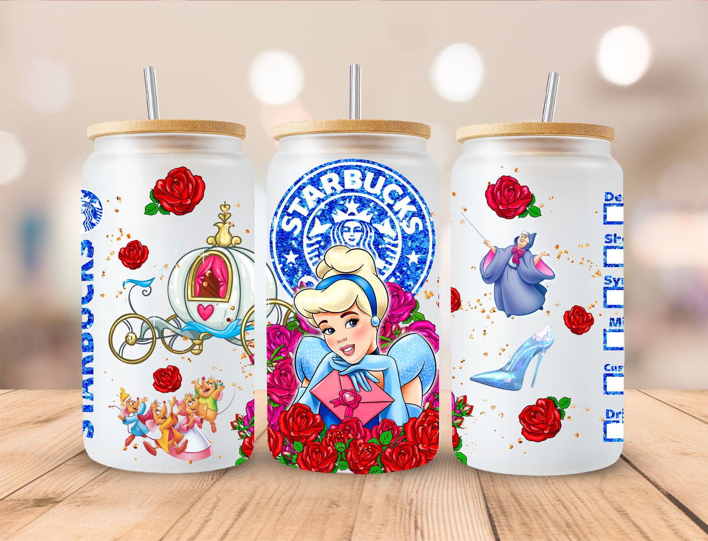 Glass Slipper Princess Coffee (2) - 16 oz / 20 oz Libby UV DTF Wrap