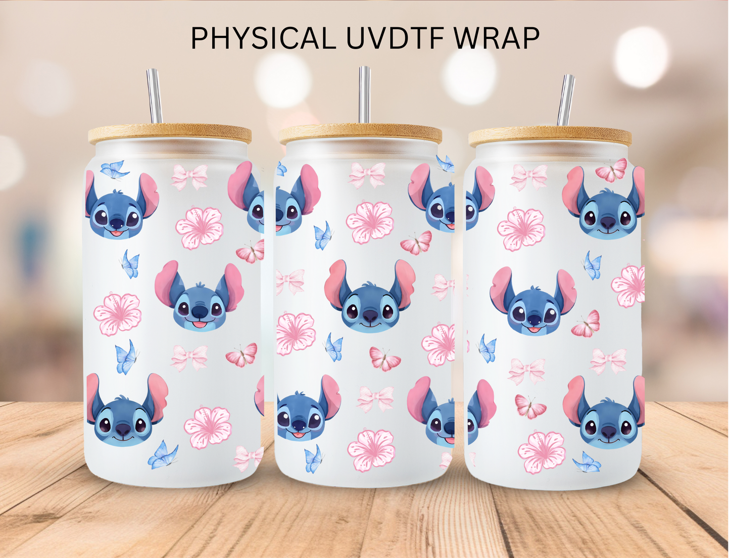 Floral Blue Alien - 16 oz / 20 oz Libby UV DTF