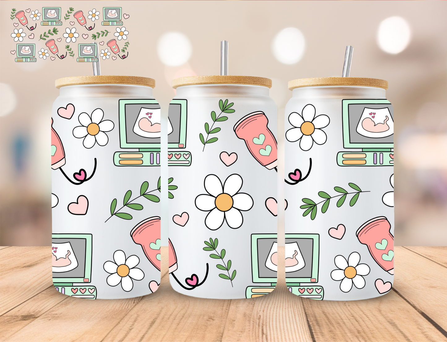 Ultrasound Tech Aesthetic - 16 oz / 20 oz Libby UV DTF Wrap