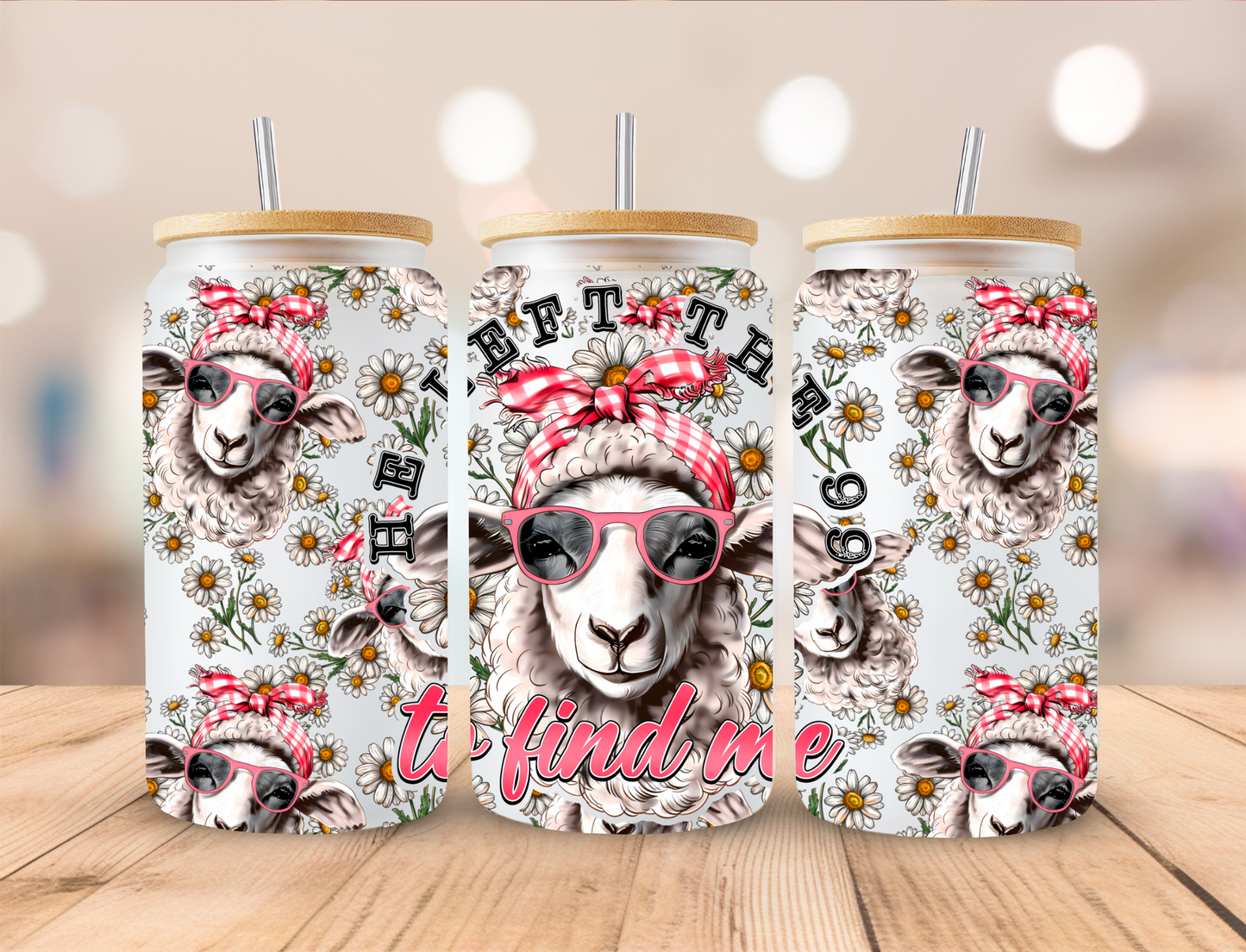 Faith Sheep He Left The 99 - 16 oz / 20 oz Libby UV DTF Wrap EEE EXCLUSIVVE DESIGN