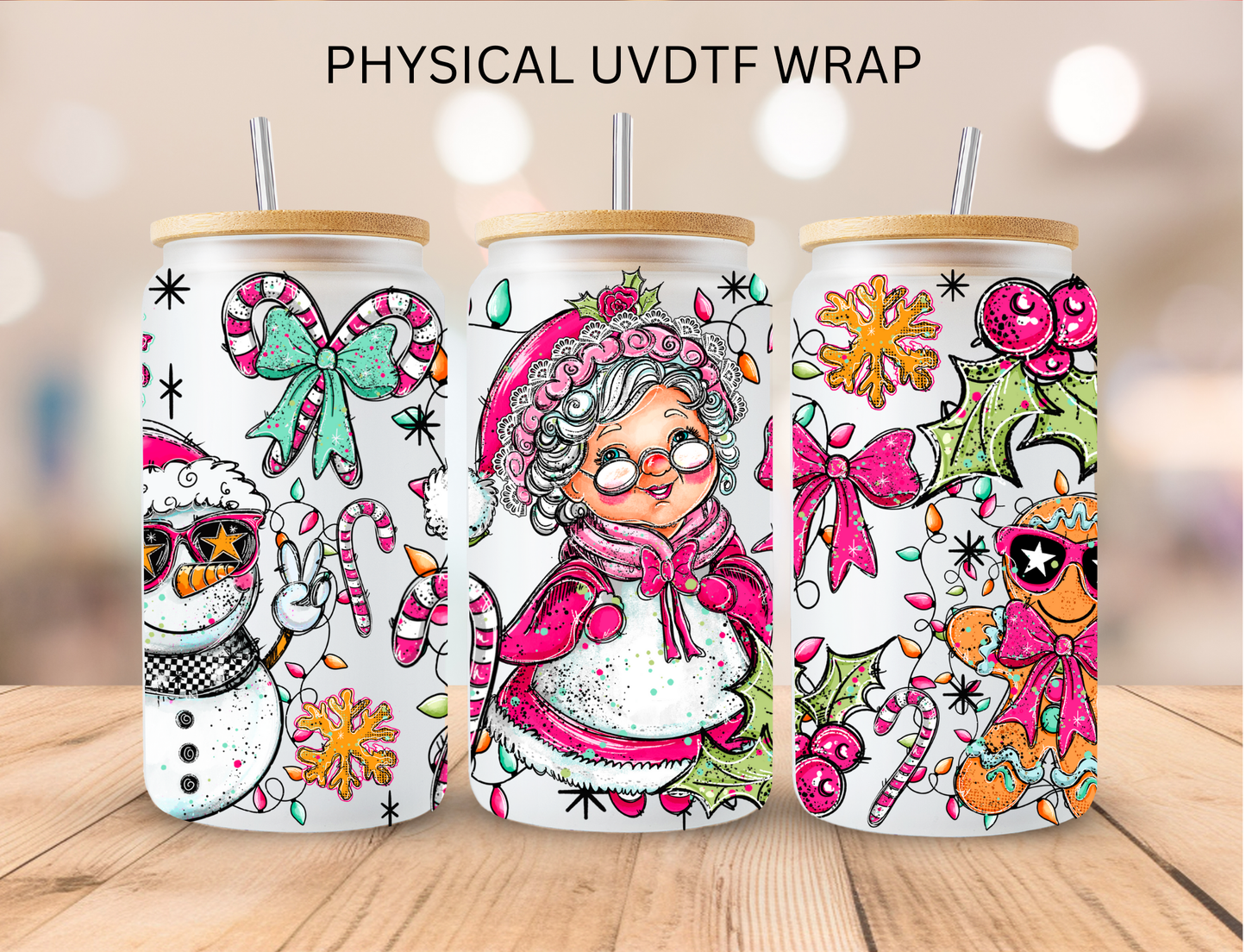 Christmas Mrs. Claus 01 - 16 oz / 20 oz Libby UV DTF Wrap
