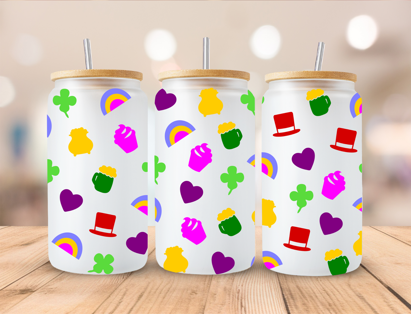 Neon St. Patty's Mallow - 16 oz / 20 oz Libby UV DTF Wrap