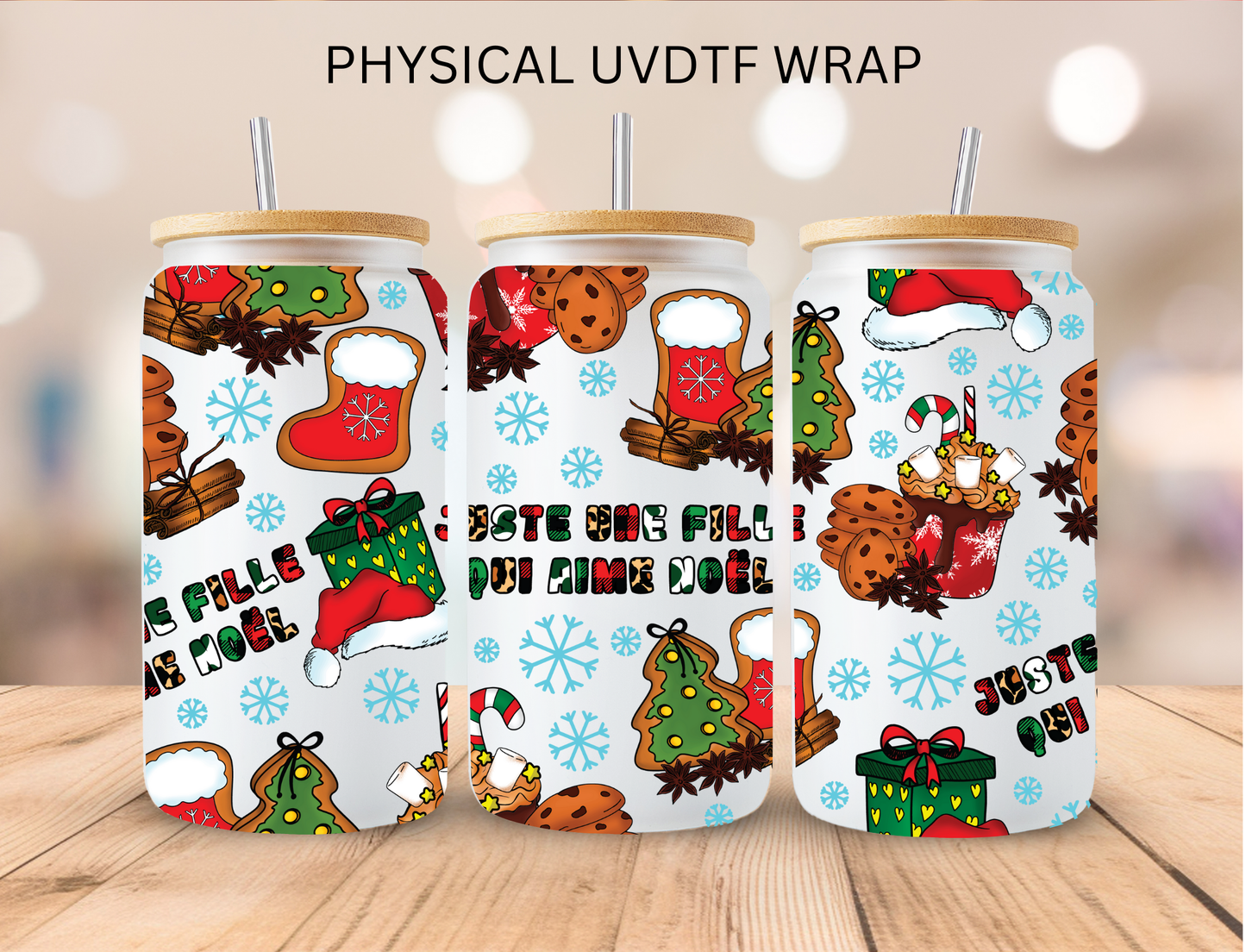 Christmas Spanish Cookies - 16 oz / 20 oz Libby UV DTF Wrap