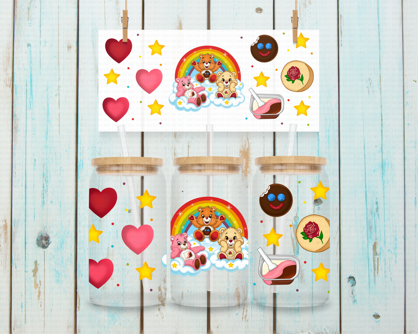 Pan Dulce Tripple Bears - 16 oz / 20 oz Libby UV DTF Wrap Lumiistell EXCLUSIVE