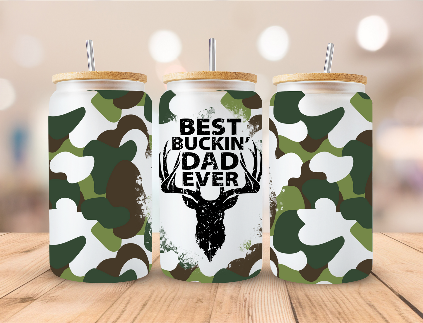 Best Bucking Dad Ever - 16 oz / 20 oz Libby UV DTF Wrap