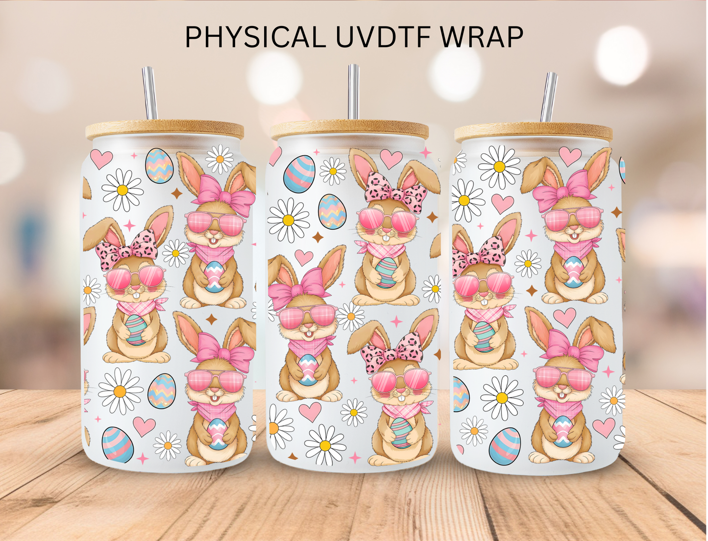 Easter Bunnies W/ Bows - 16 oz / 20 oz Libby UV DTF
