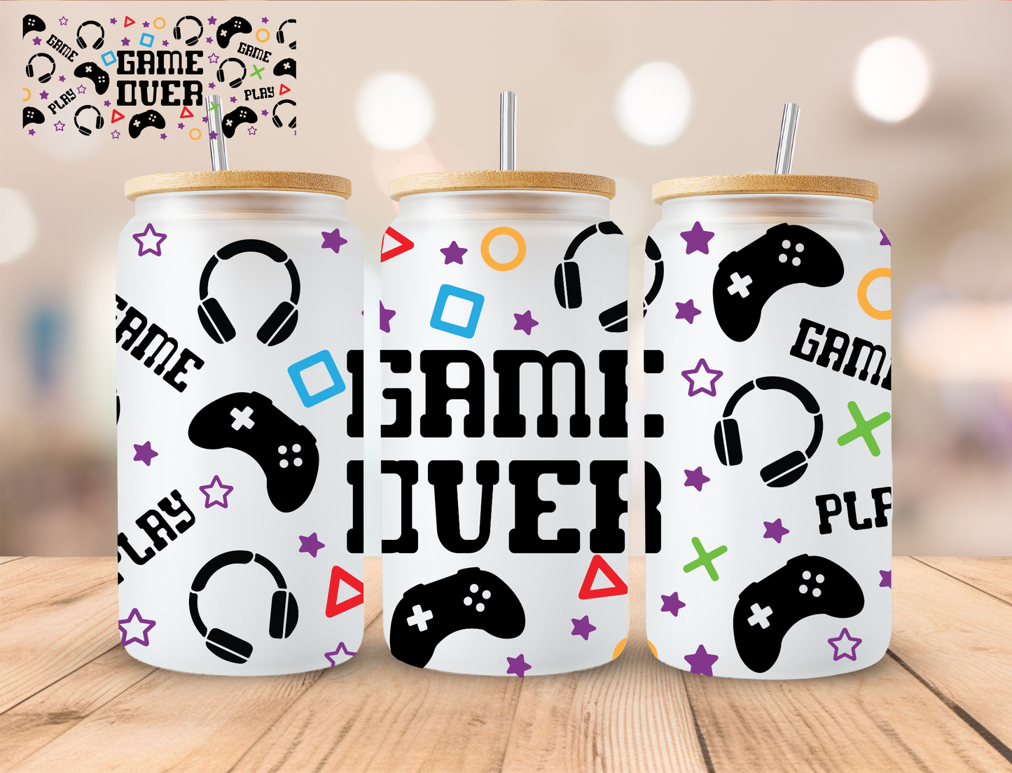 Game Over - 16 oz / 20 oz Libby UV DTF Wrap