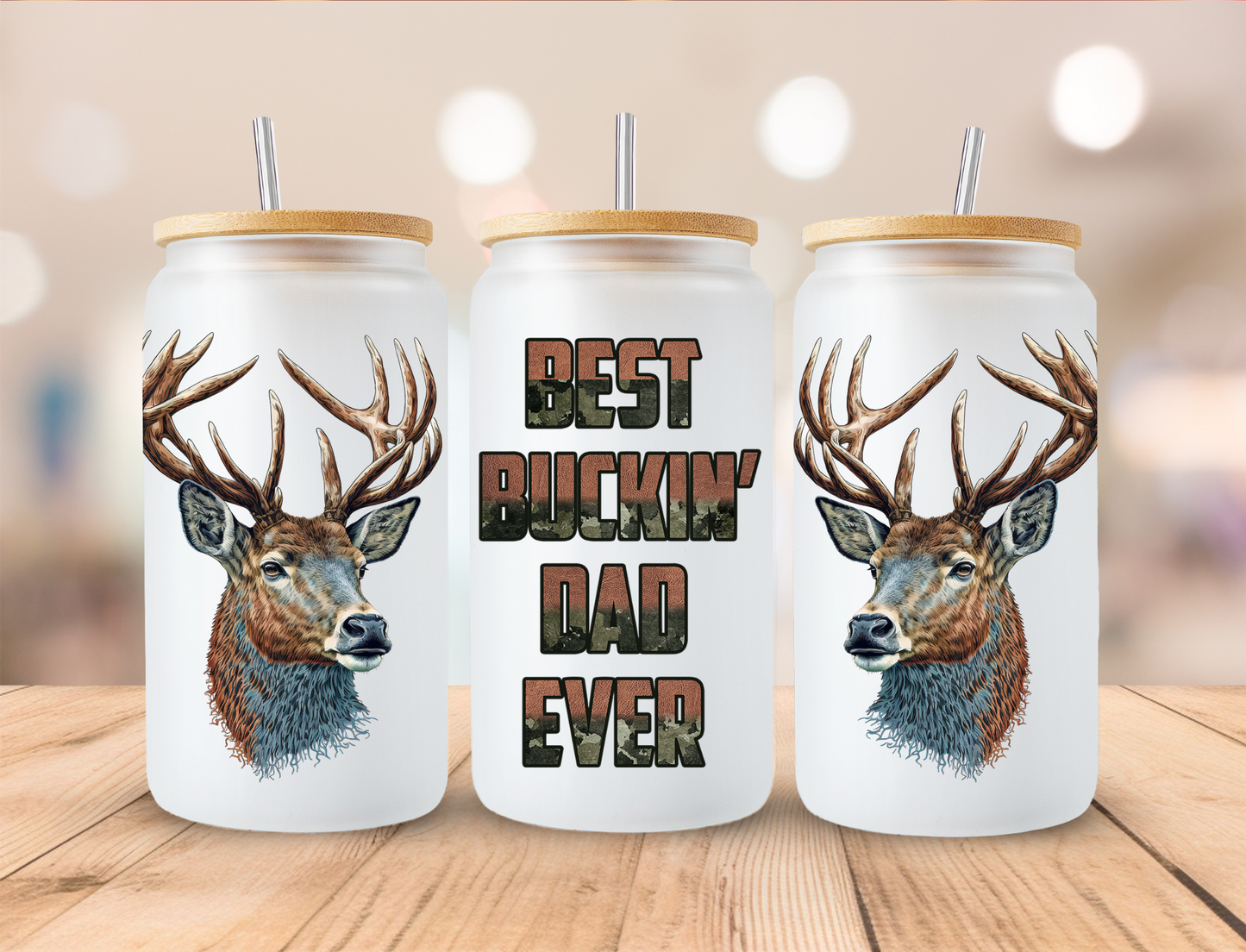 Best Bucking Dad - 16 oz / 20 oz Libby UV DTF Wrap