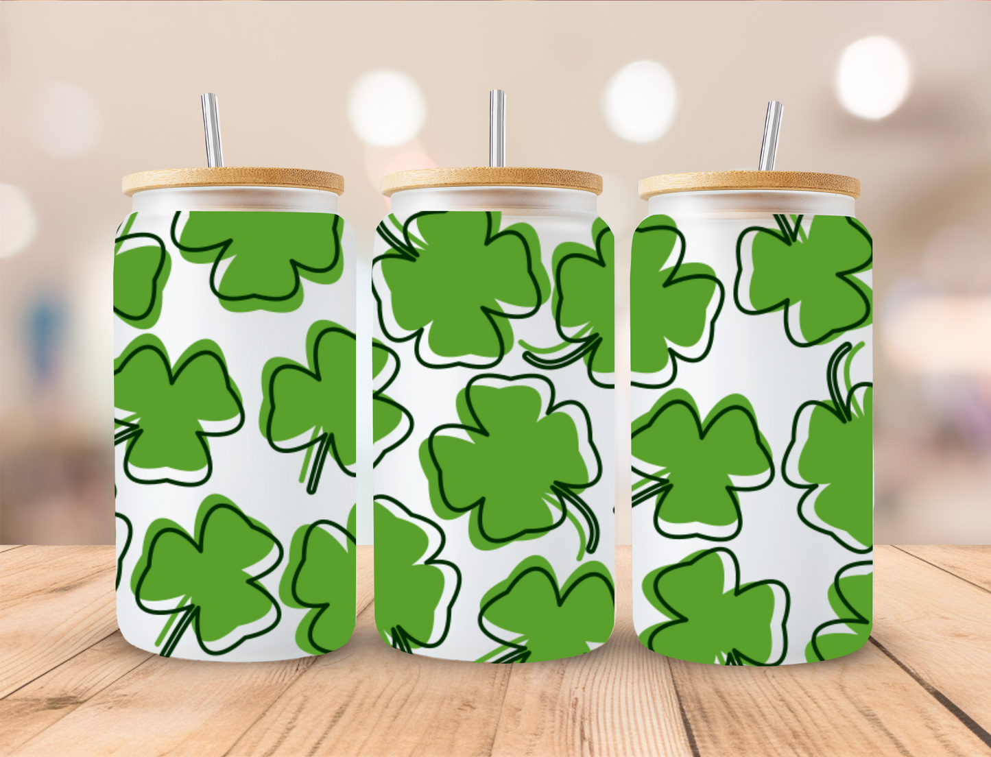 St Patricks Two Toned Shamrocks - Libby UV DTF Wrap EXCLUSIVE DESIGNED