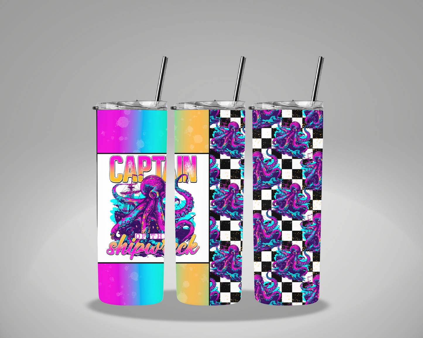 Captain Of This Shipwreck - 20oz Skinny Tumbler Wrap EEE EXCLUSIVE