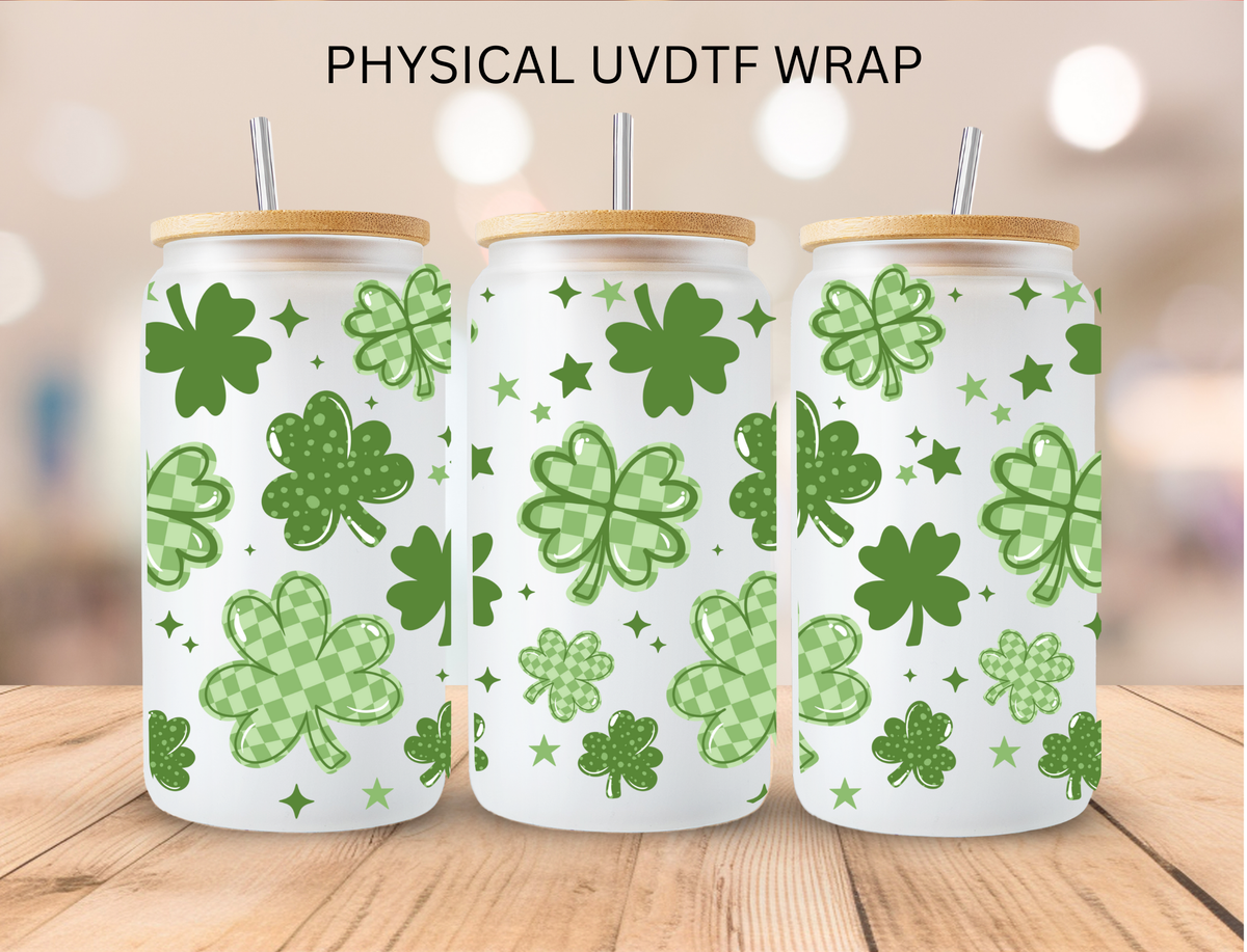 Saint Patricks Day Lucky Charm Shamrocks - 16 oz / 20 oz Libby UV DTF