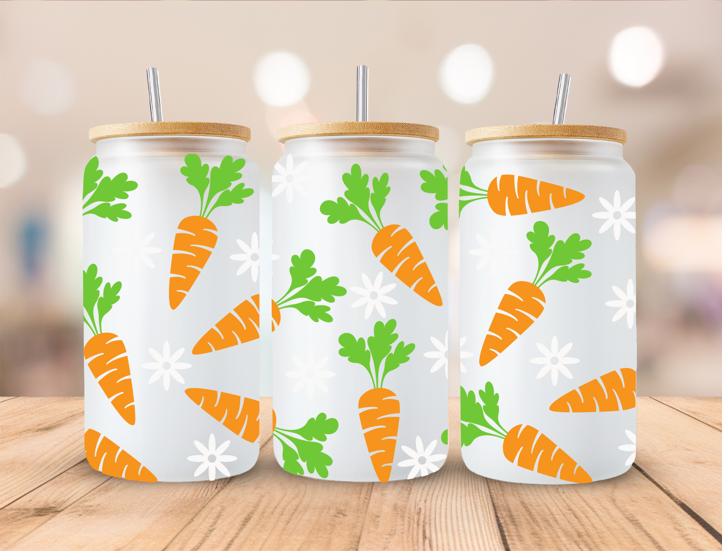 Easter Carrots - 16 oz / 20 oz Libby UV DTF Wrap