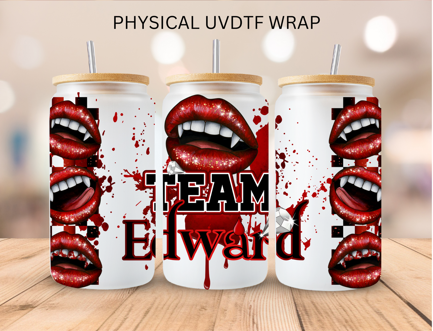 Vampire Team Edward - 16 oz / 20 oz Libby UV DTF Wrap
