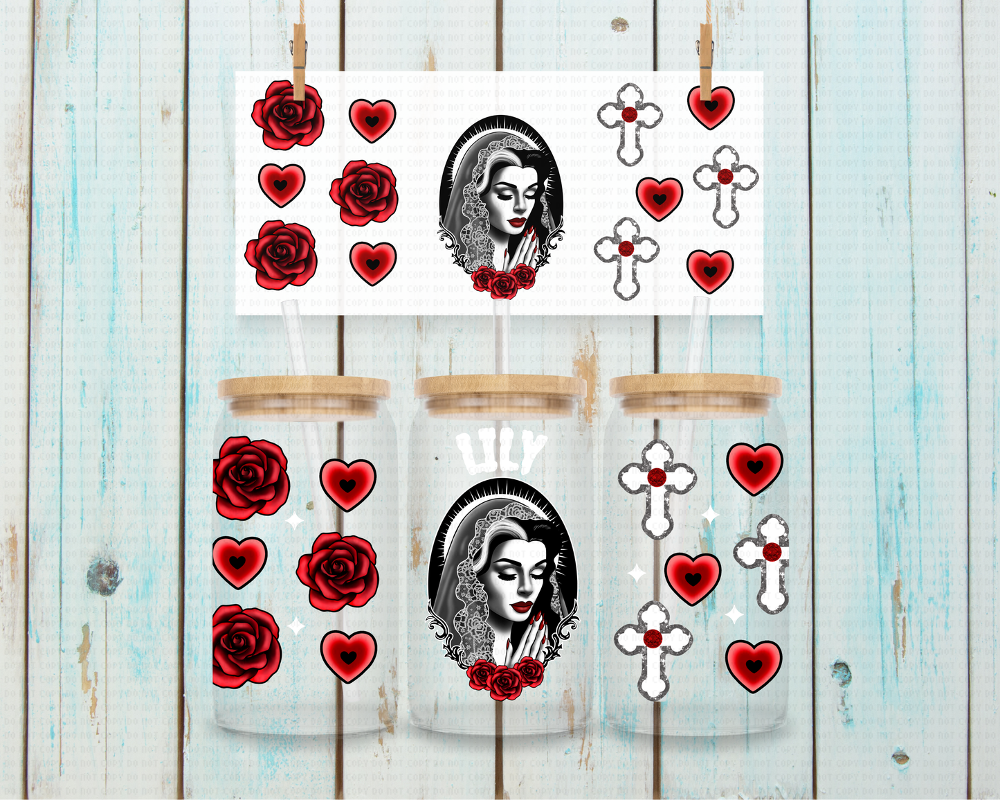 Halloween Catholic Lily - 16 oz / 20 oz Libby UV DTF Wrap Lumiistell EXCLUSIVE