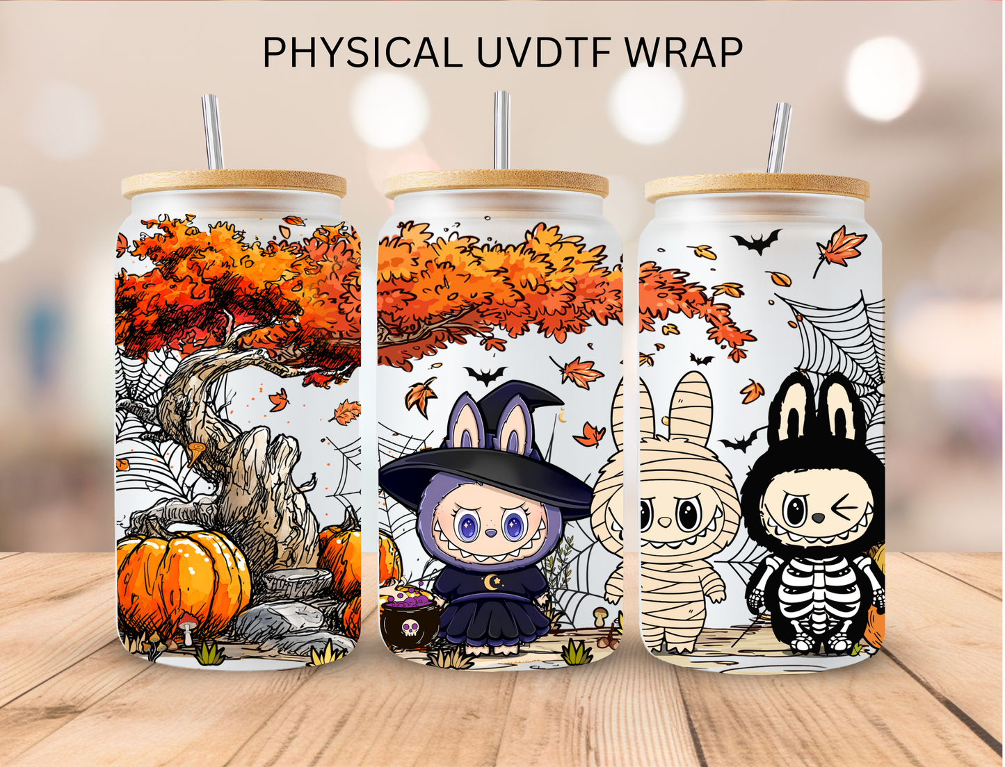 Halloween Tree Labubu - 16 oz / 20 oz Libby UV DTF Wrap