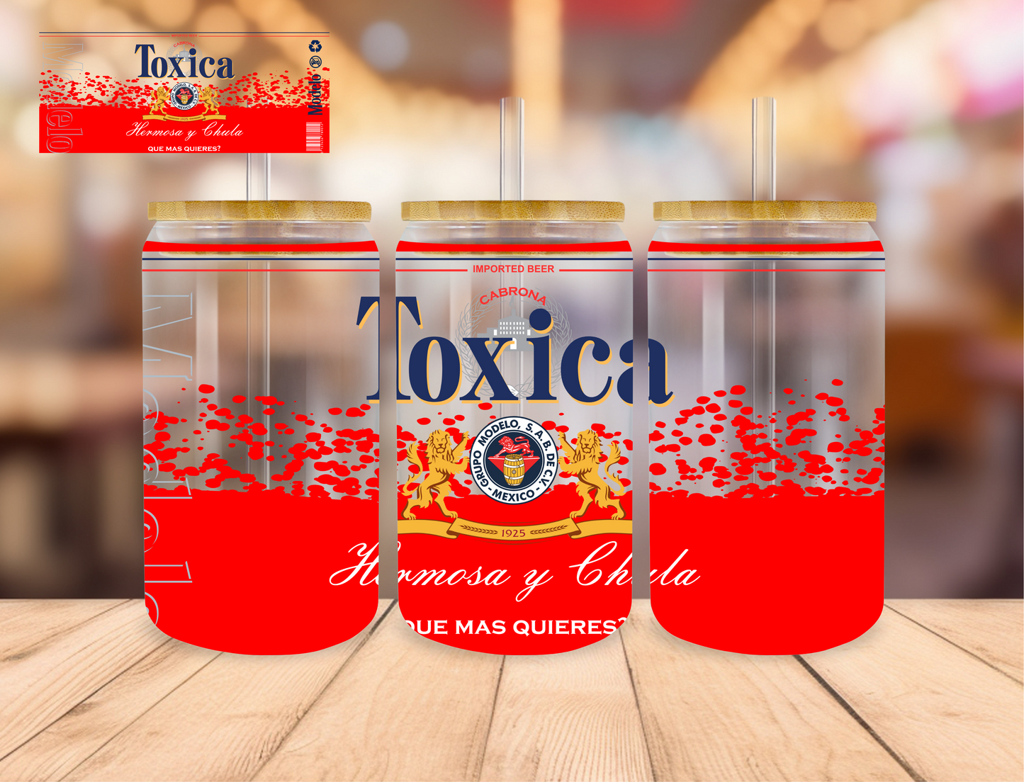Toxica Red - 16 oz / 20 oz Libby UV DTF Wrap