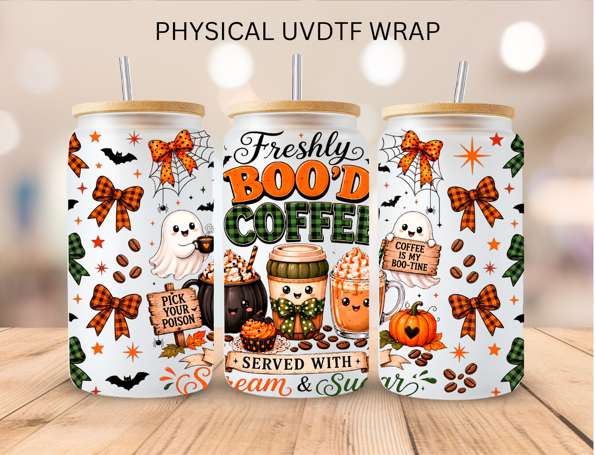 Freshly Boo'd Coffee - 16 oz / 20 oz Libby UV DTF Wrap
