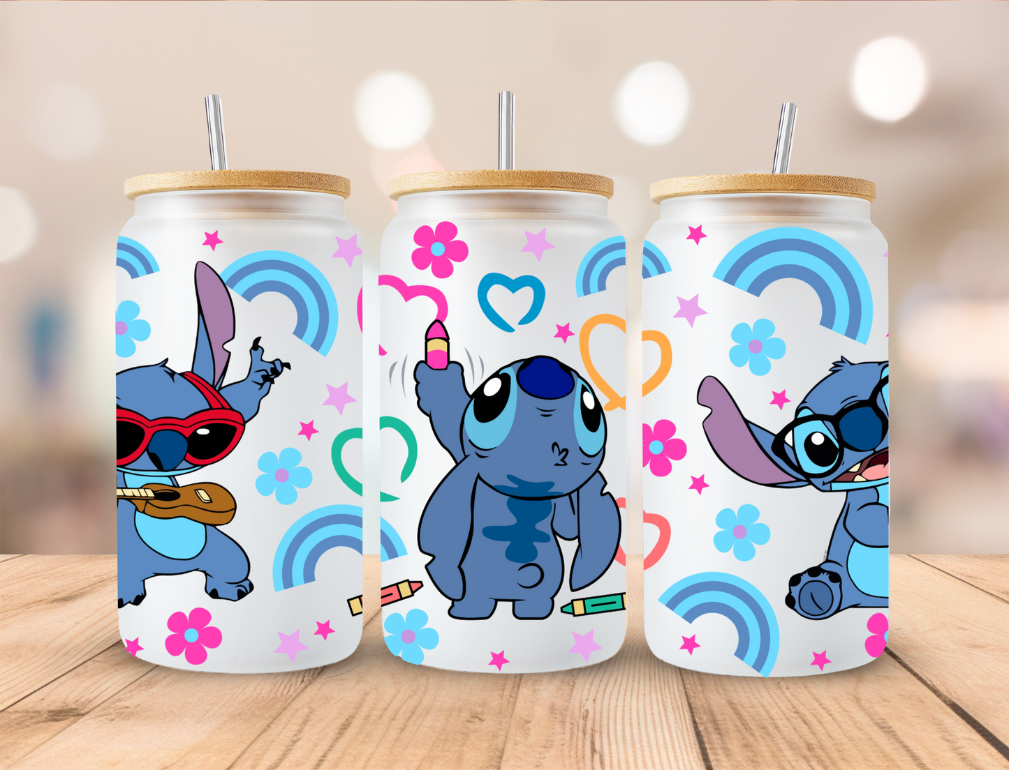 Drawling Blue Alien - 16 oz / 20 oz Libby UV DTF Wrap