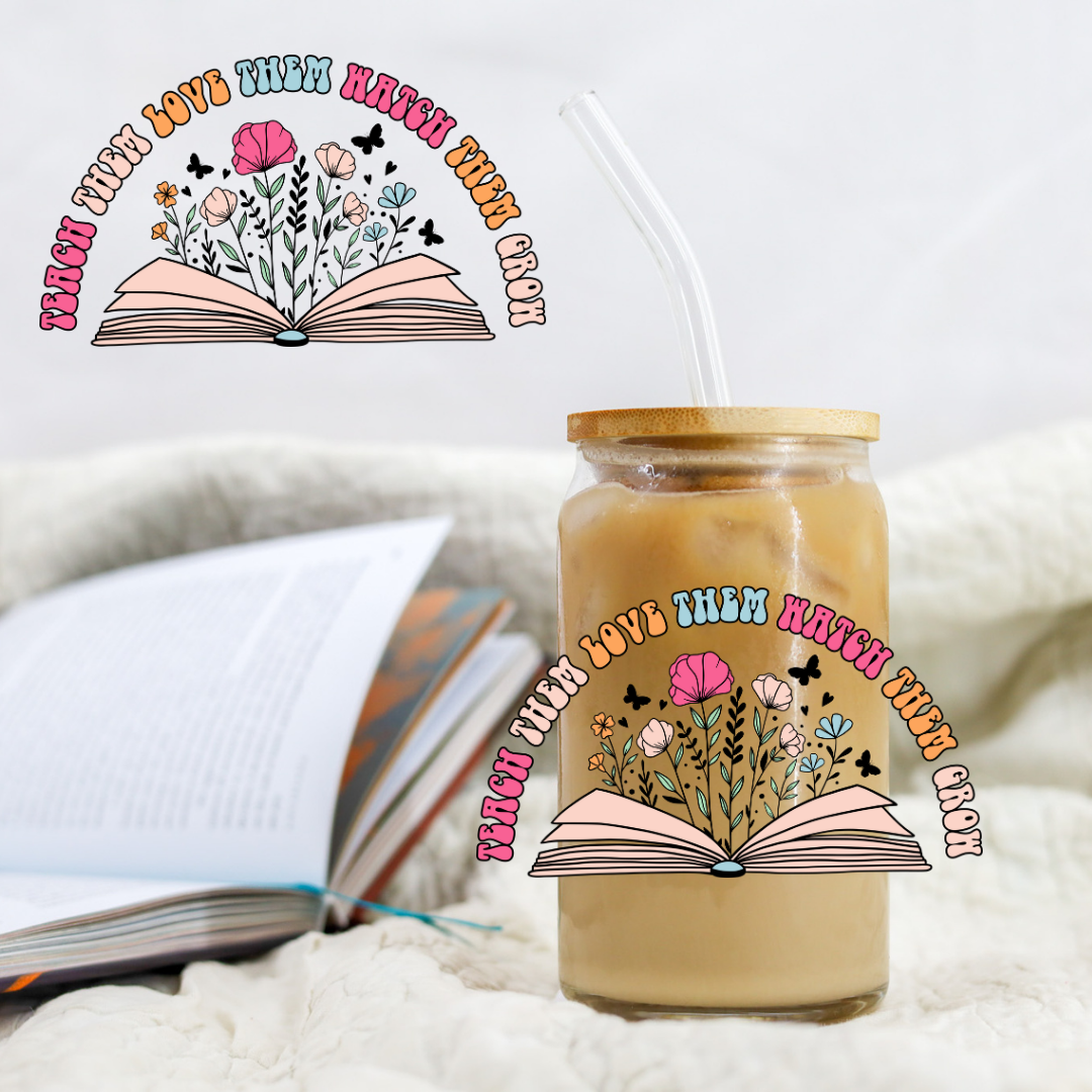 Floral Teacher Book Decal - UVDTF decal