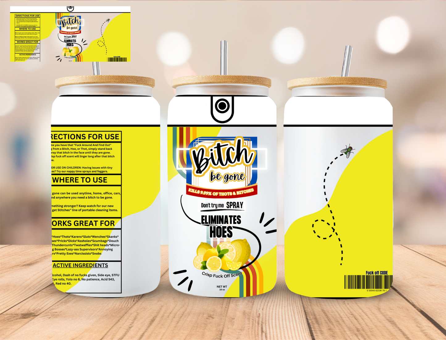 **tch Be Gone Spray (Yellow) - 16 oz / 20 oz Libby UV DTF Wrap