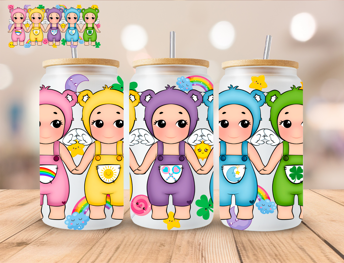 Angel Bears - 16 oz / 20 oz Libby UV DTF Wrap