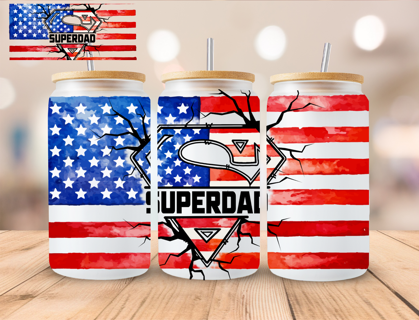 Super Dad - 16 oz / 20 oz Libby UV DTF Wrap