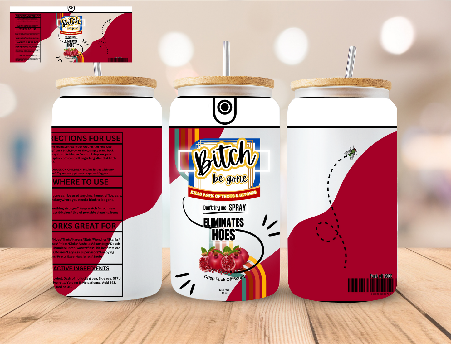 **tch Be Gone Spray (Red) - 16 oz / 20 oz Libby UV DTF Wrap