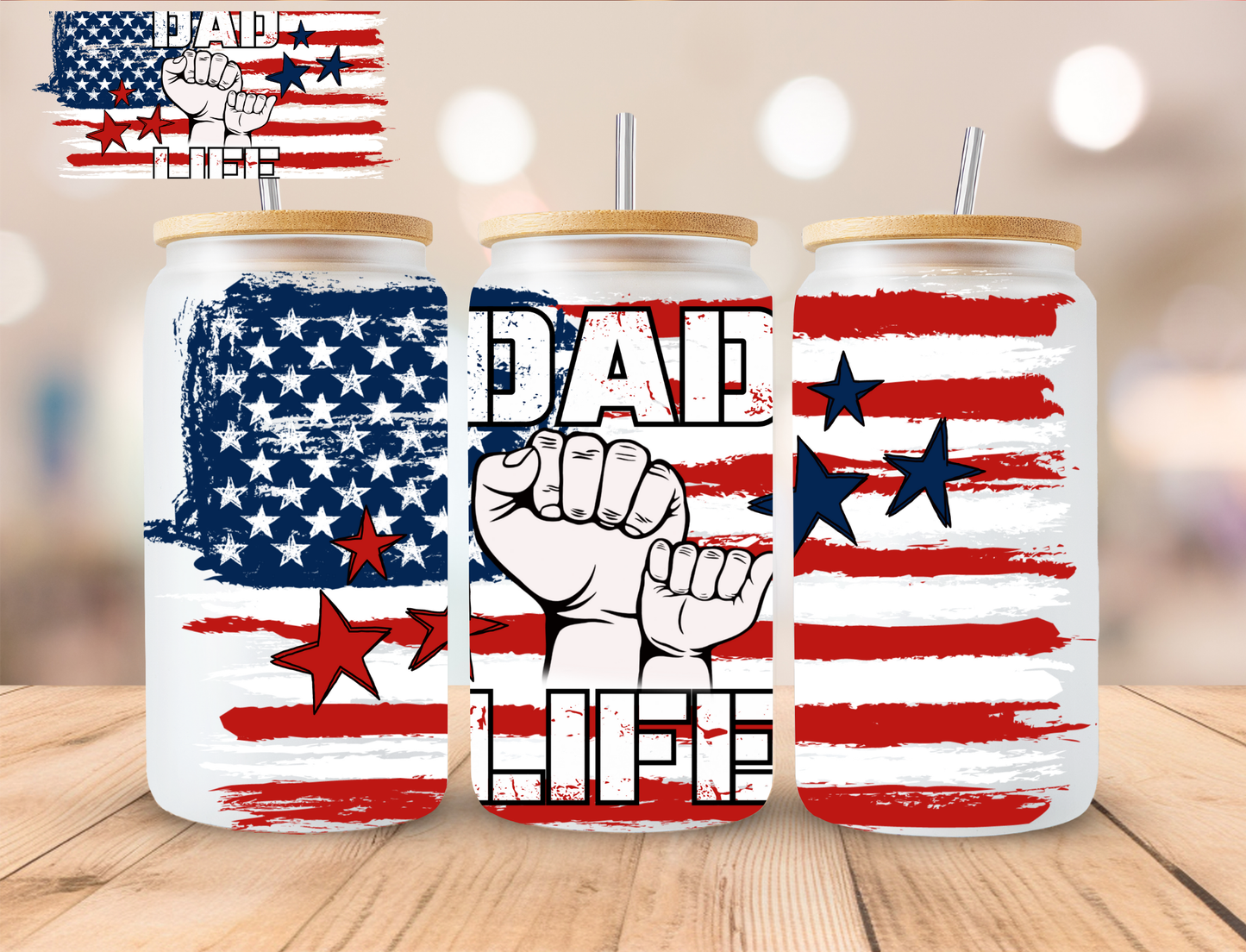 Dad Life - 16 oz / 20 oz Libby UV DTF Wrap