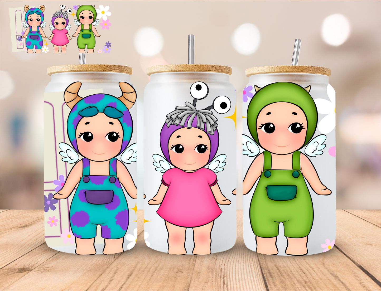 Angel Monsters - 16 oz / 20 oz Libby UV DTF Wrap