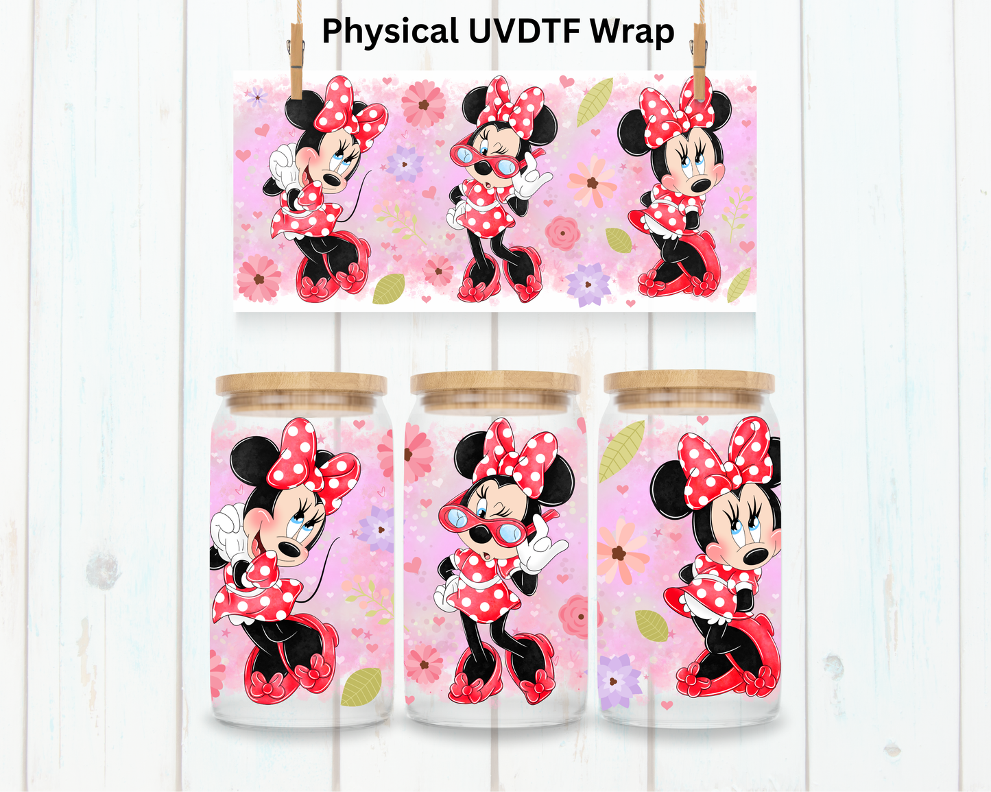 Girl Mouse Watercolor Backing - 16 oz / 20 oz Libby UV DTF
