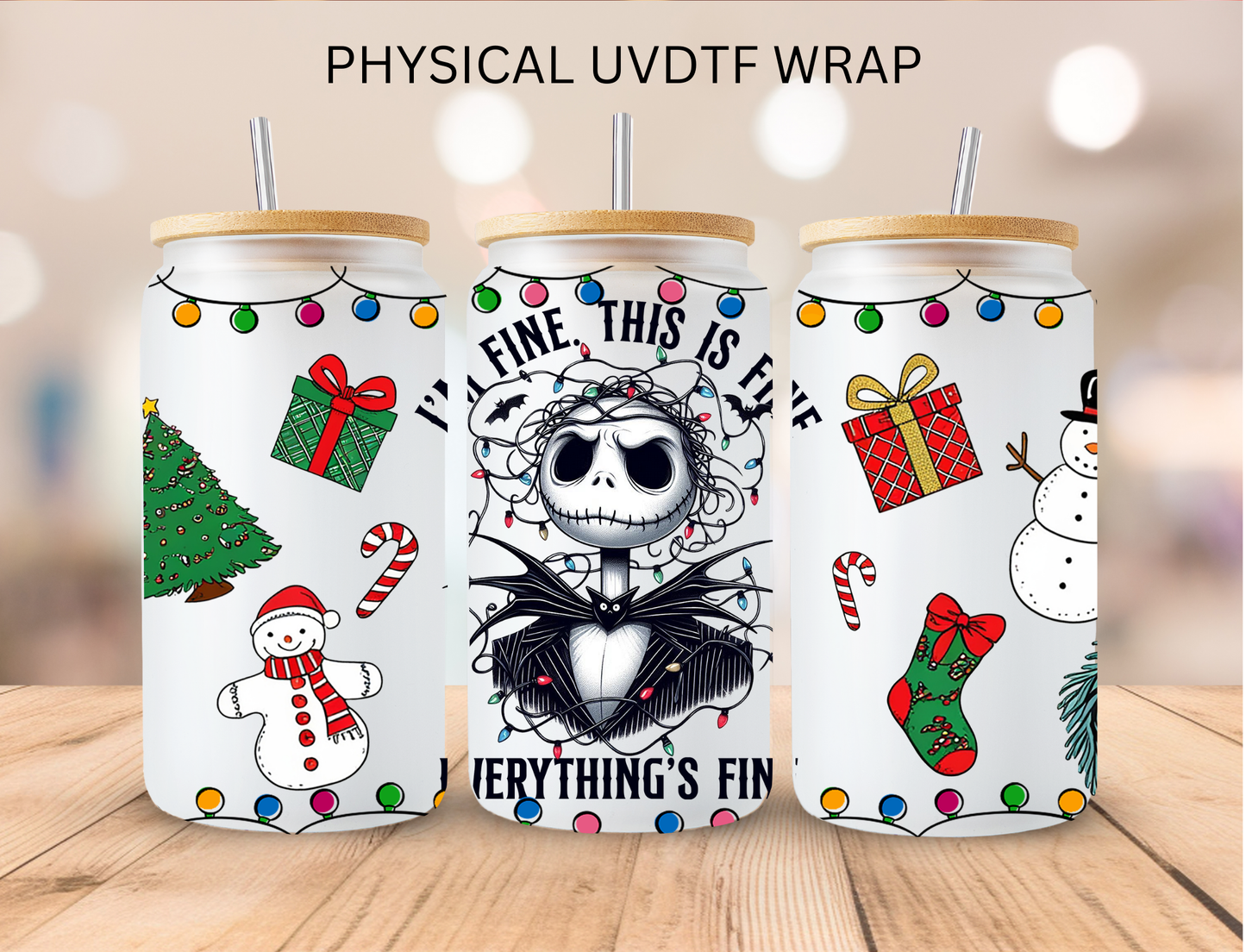 Christmas I'm Fine Pumpkin King - 16 oz / 20 oz Libby UV DTF Wrap
