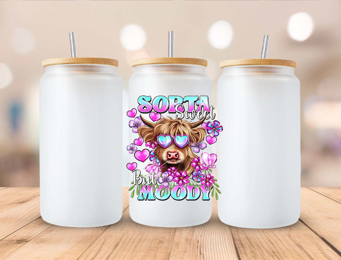 Valentines Cow Sorta Moody - UVDTF Decals EXCLUSIVE DESIGN