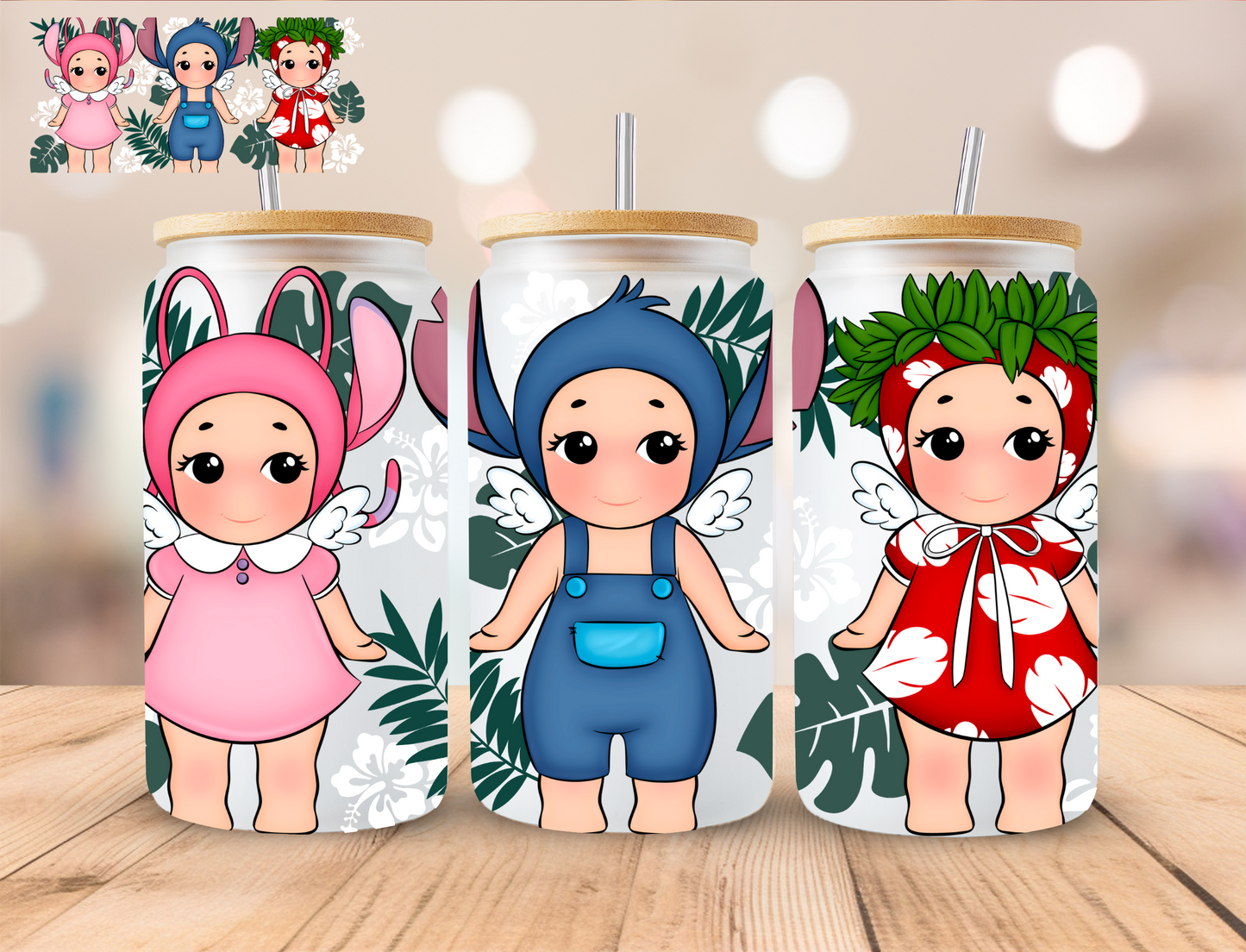 Hawaii Angels - 16 oz / 20 oz Libby UV DTF Wrap