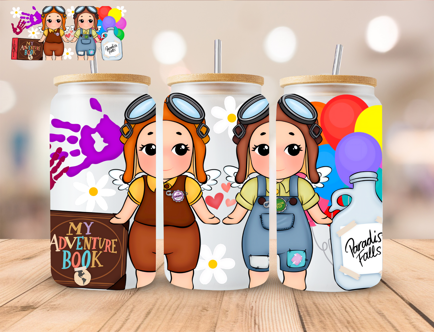 Angel Balloon People - 16 oz / 20 oz Libby UV DTF Wrap