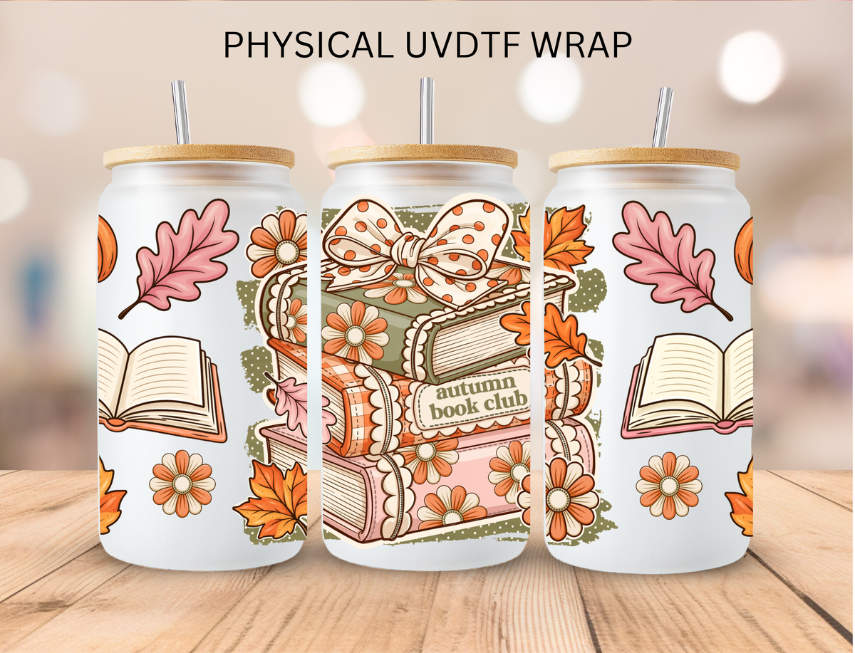 Autumn Book Club - 16 oz / 20 oz Libby UV DTF Wrap