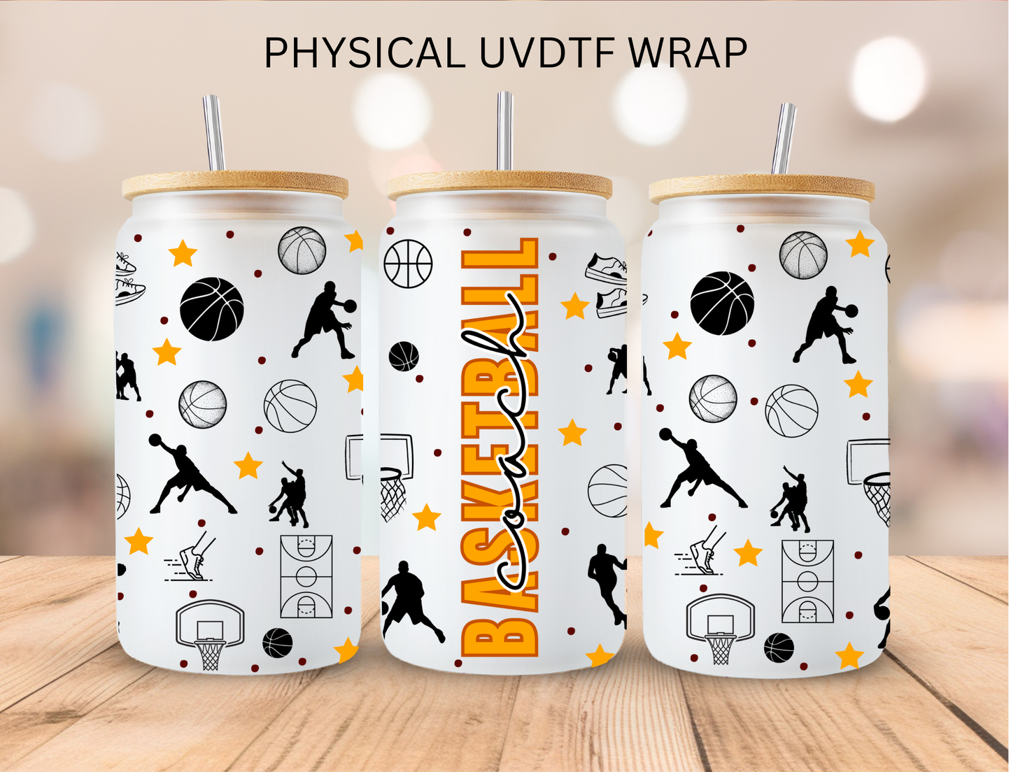 Basketball Coach - 16 oz / 20 oz Libby UV DTF Wrap